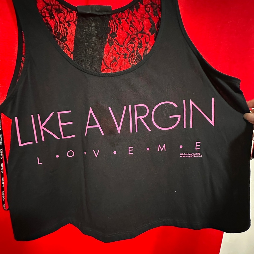 Black Tank Top with Pink Graphic Text